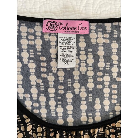 Empire Waist VTG Chic Retro Geometric Polka Dot Pattern Sz L Boho Glam A-line - Picture 2 of 10